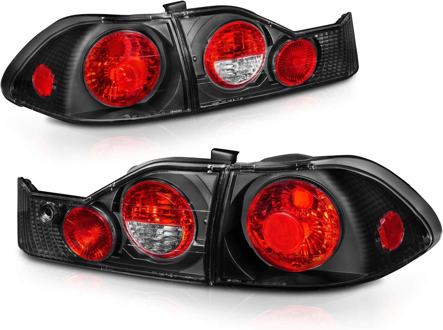 AmeriLite 1998-2000 4 Door Replacement Brake Taillights Black Set For 98-00 Honda Accord - Passenger and Driver Side