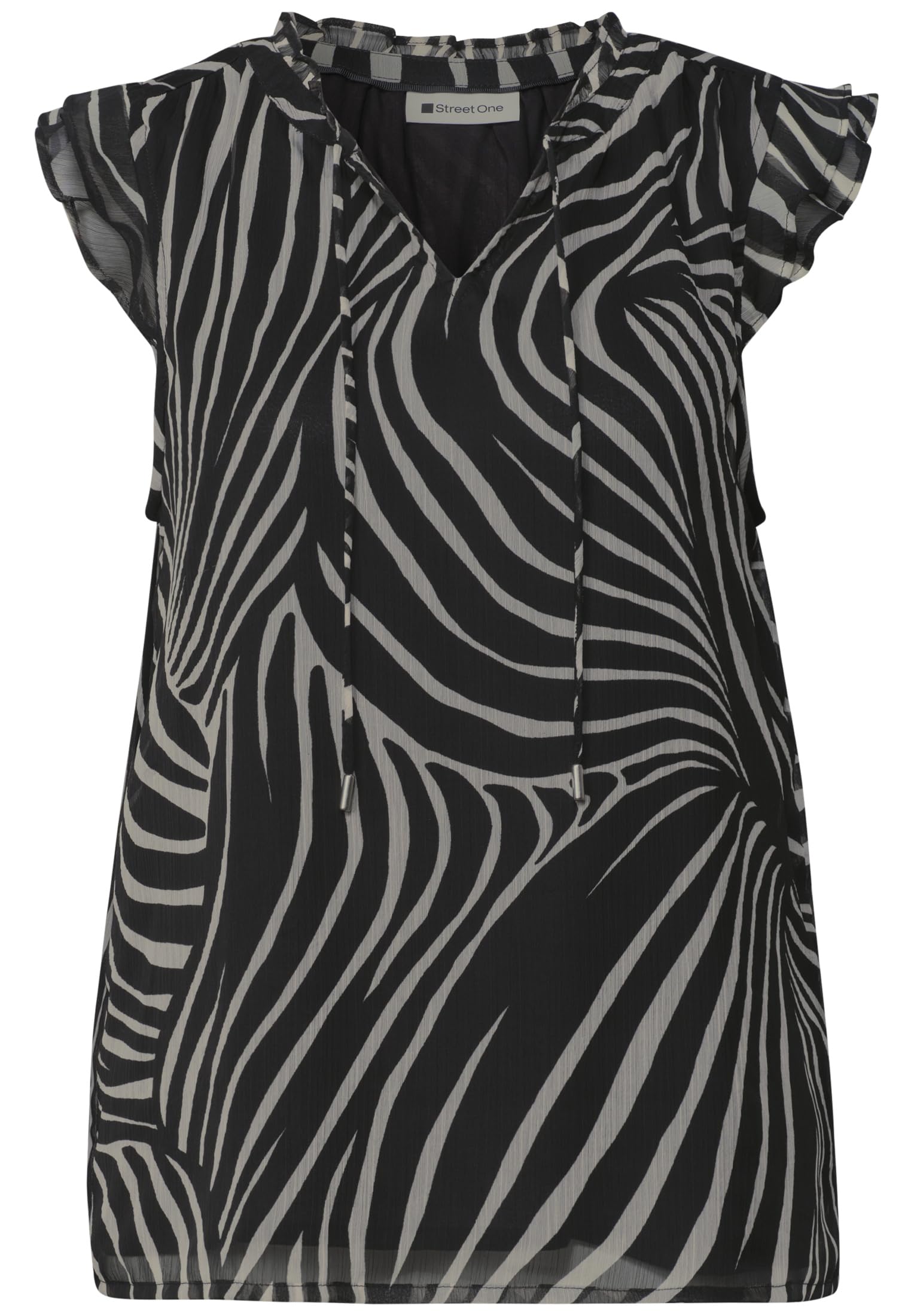 Street One Damen Blusentop aus Chiffon mit Split Neck