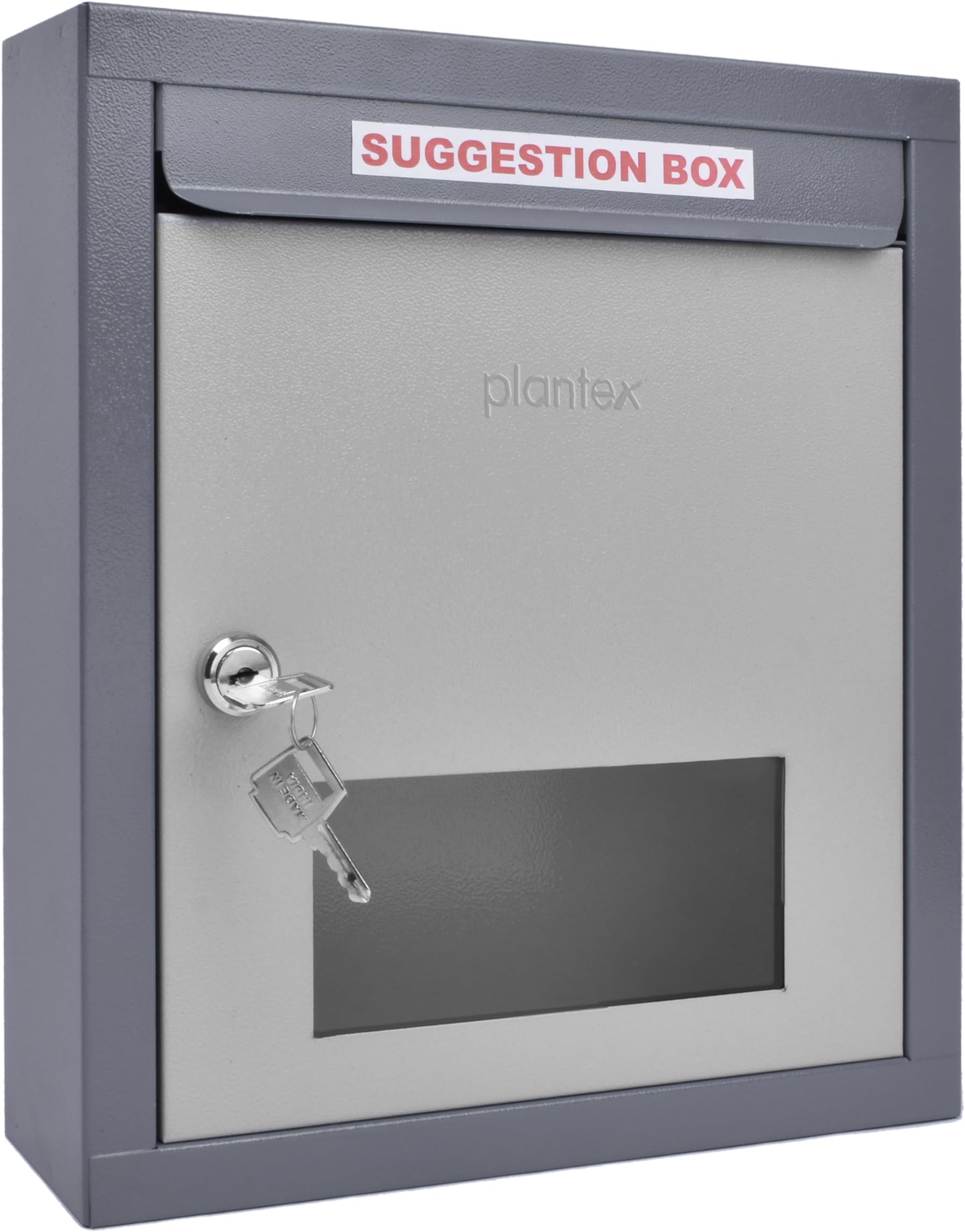 Plantex All in one Multipurpose use Box- Letter Box/Post Box for Gate Home and Office/Suggestion Box for Office use/Complaint/Donation Box with Lock Table Top or Wall Mount Pack of 1 - (Grey)