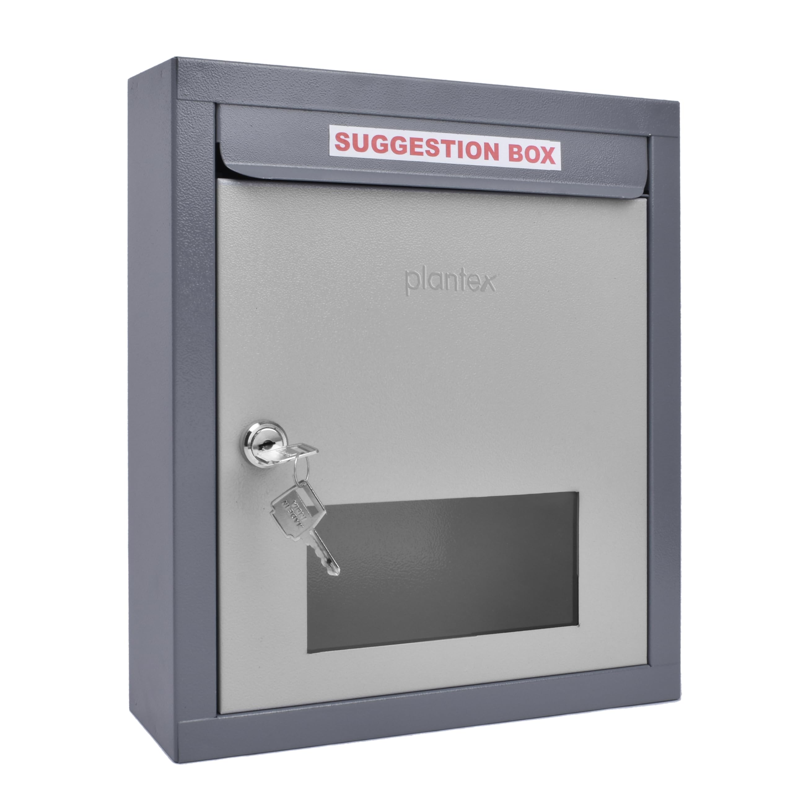 Plantex All in one Multipurpose use Box- Letter Box/Post Box for Gate Home and Office/Suggestion Box for Office use/Complaint/Donation Box with Lock Table Top or Wall Mount Pack of 1 - (Grey)-image-42