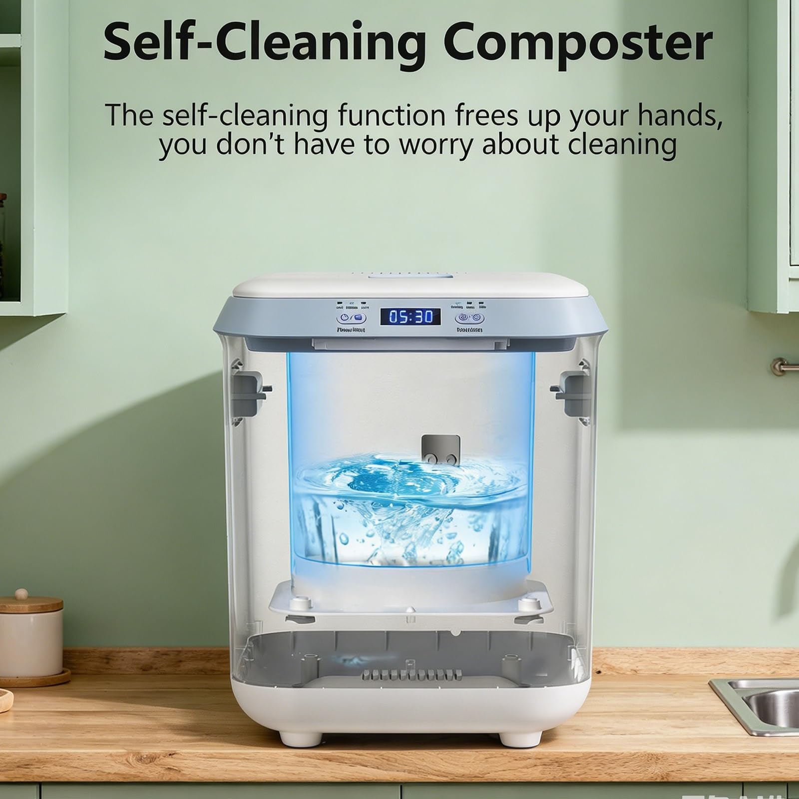Compostador eléctrico de 3,3 L para cocinas Interiores, reciclador Inteligente de residuos de Alimentos, Convierte la Basura en Compost en 4-8h, triturador de encimera Inodoro, autolimpiante.