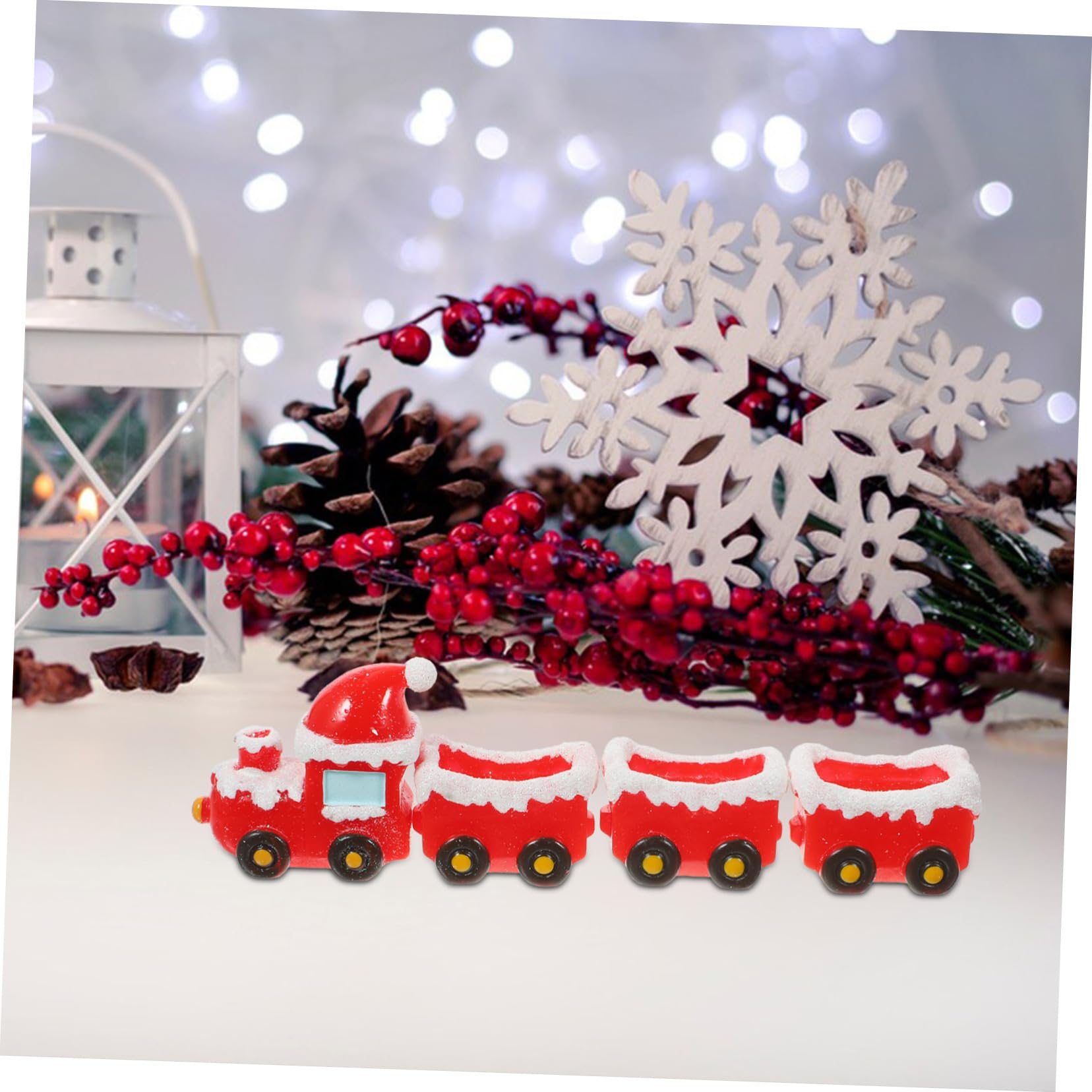 4 Set Di Ornamenti Per Treni Di Natale Scene Di Villaggio Natalizio Decorazioni Natalizie Statuette Accessori Decorazioni Natalizie Per Case Di Bambole In Miniatura Cervi