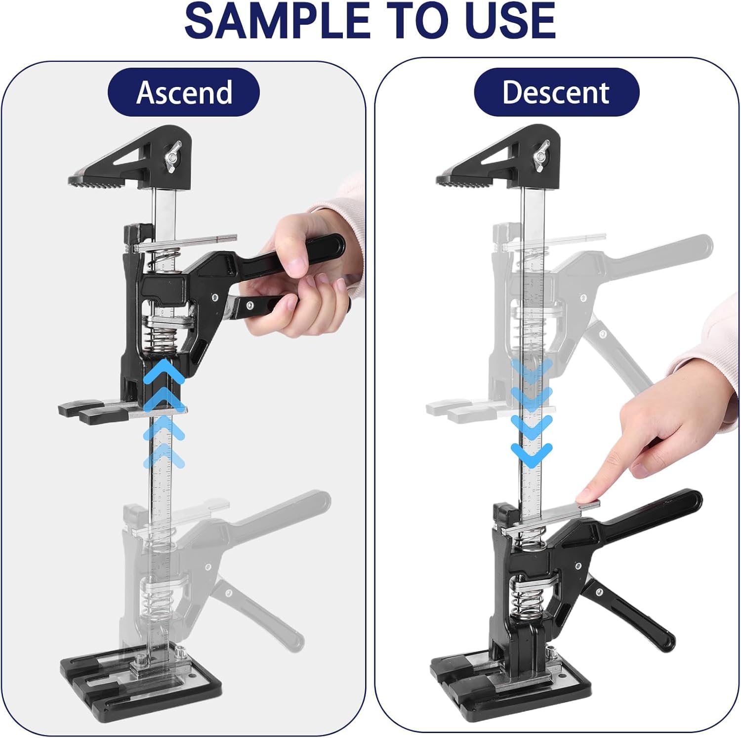 2 Piezas Elevadores, Herramienta de Elevación 39cm, Brazo Ahorrador de Trabajo con Escala y Función de Ajuste Fino, para la Instalación de Armarios, Muebles, Azulejos de Pared