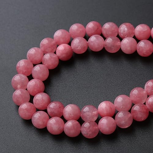 Miniatura 4 de 45 cuentas redondas sueltas de calcedonia rosa natural de 0.315 pulgadas para hacer joyas, pulseras y collares, cuentas de piedra curativa de