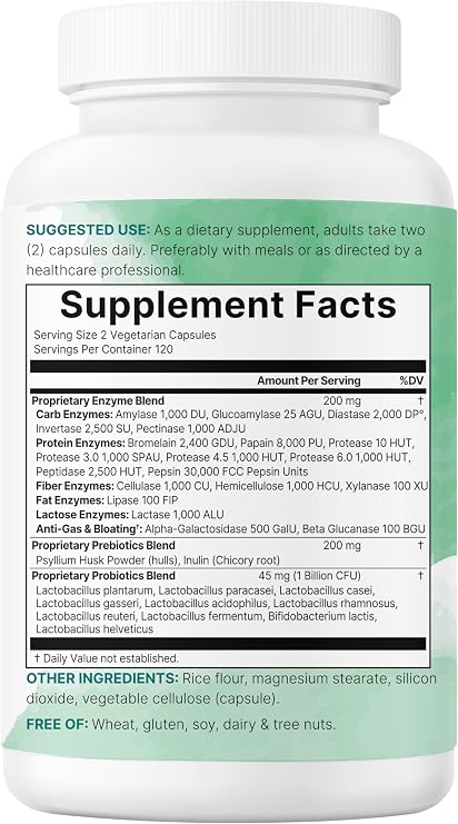 Micro Ingredients Super Enzymes with Prebiotics & Probiotics, 240 Veggie Capsules | Digestive Enzymes for Women & Men | Probiotic, Bromelain, Psyllium Husk & More | Immune & Gut Health Support*