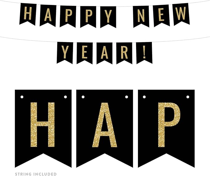 Black & Yellow Happy Birthday Banner - 5ft Bumblebee Construction Theme Pennant Party Decor