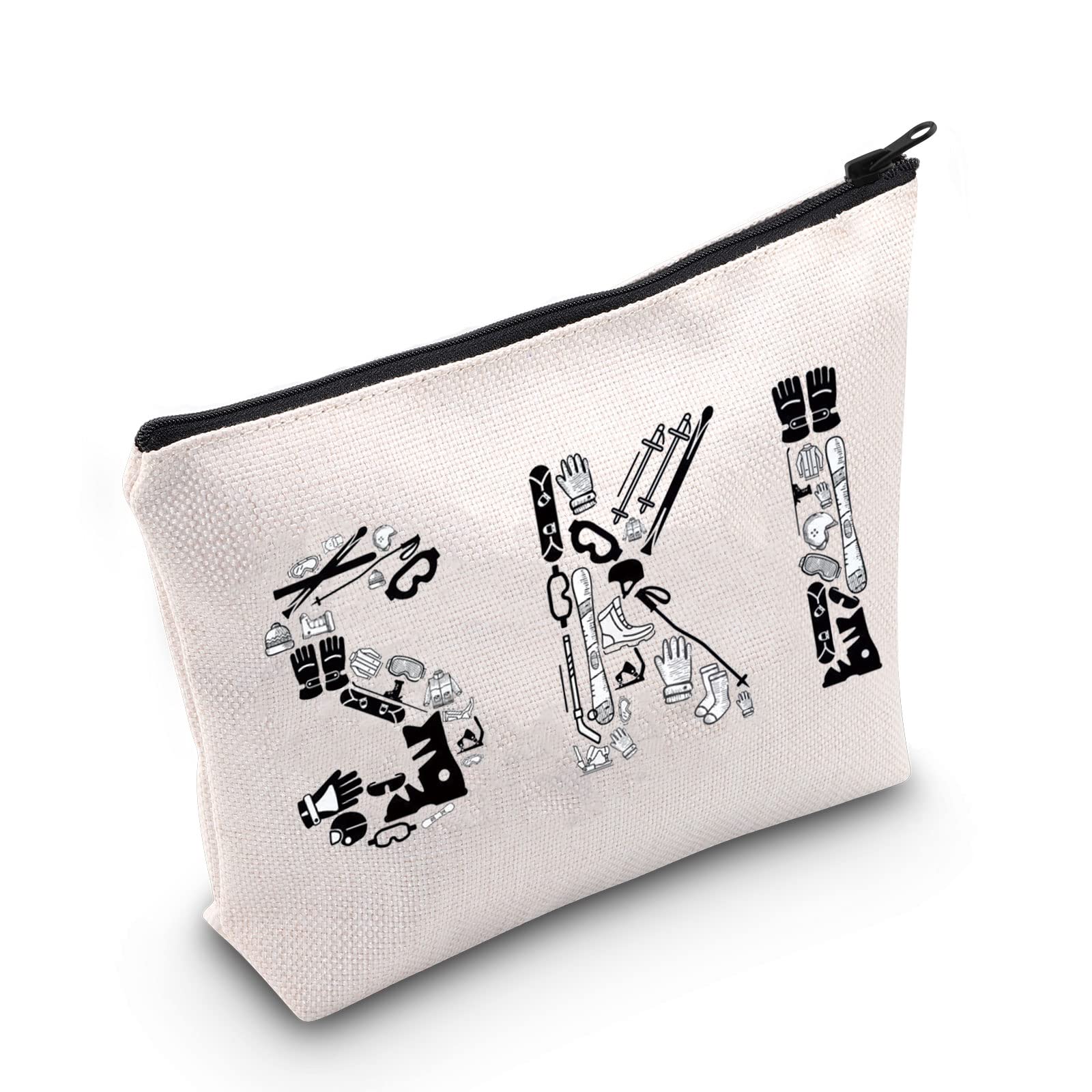 POFULL Winter Sport Gift Skiing Cosmetic Bag For Ski Lover Snow Skiing Gift (SKI Cosmetic Bag)