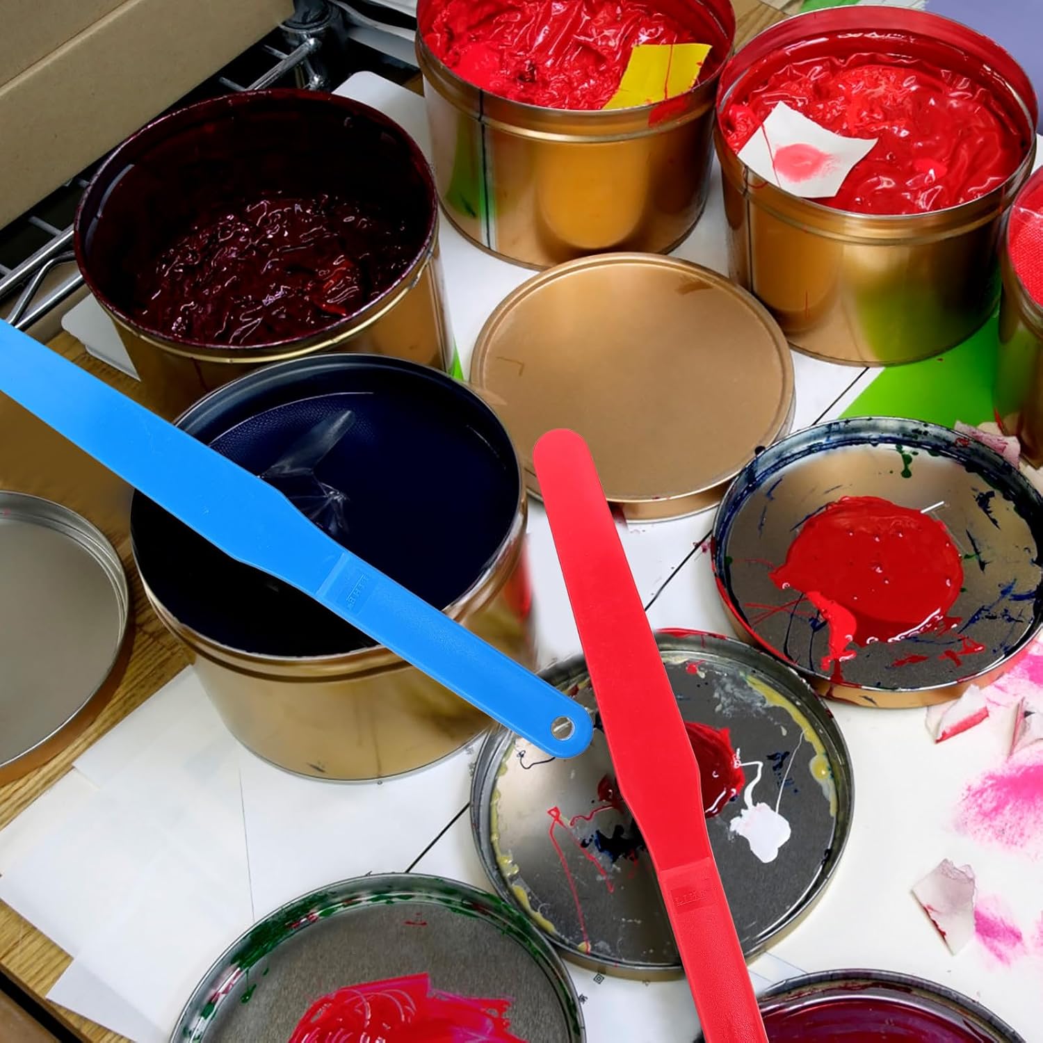 5Pcs Oil Painting Spatulas and Mixing Scrapers Set, Portable Plastic Painting Tools for Artists, Random Colors, Multipurpose Palette Knives for Oil Paint Mixing and Random Color