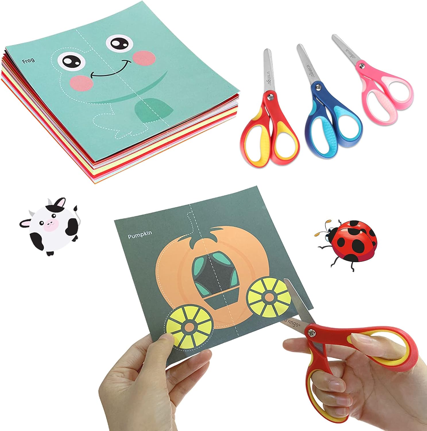 LIVINGO 5" Small School Student Blunt Tip Kids Craft Scissors, Sharp Stainless Steel Blades Safety Soft Grip Handles for Children Cutting Paper, Assorted Color, 3 Pack : Arts, Crafts & Sewing