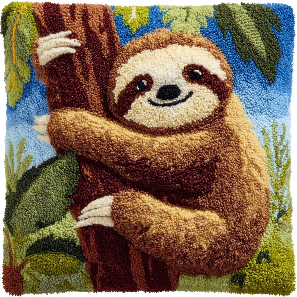 WallustrioaW Latch Hook Cushion Kits,Animal Sloth