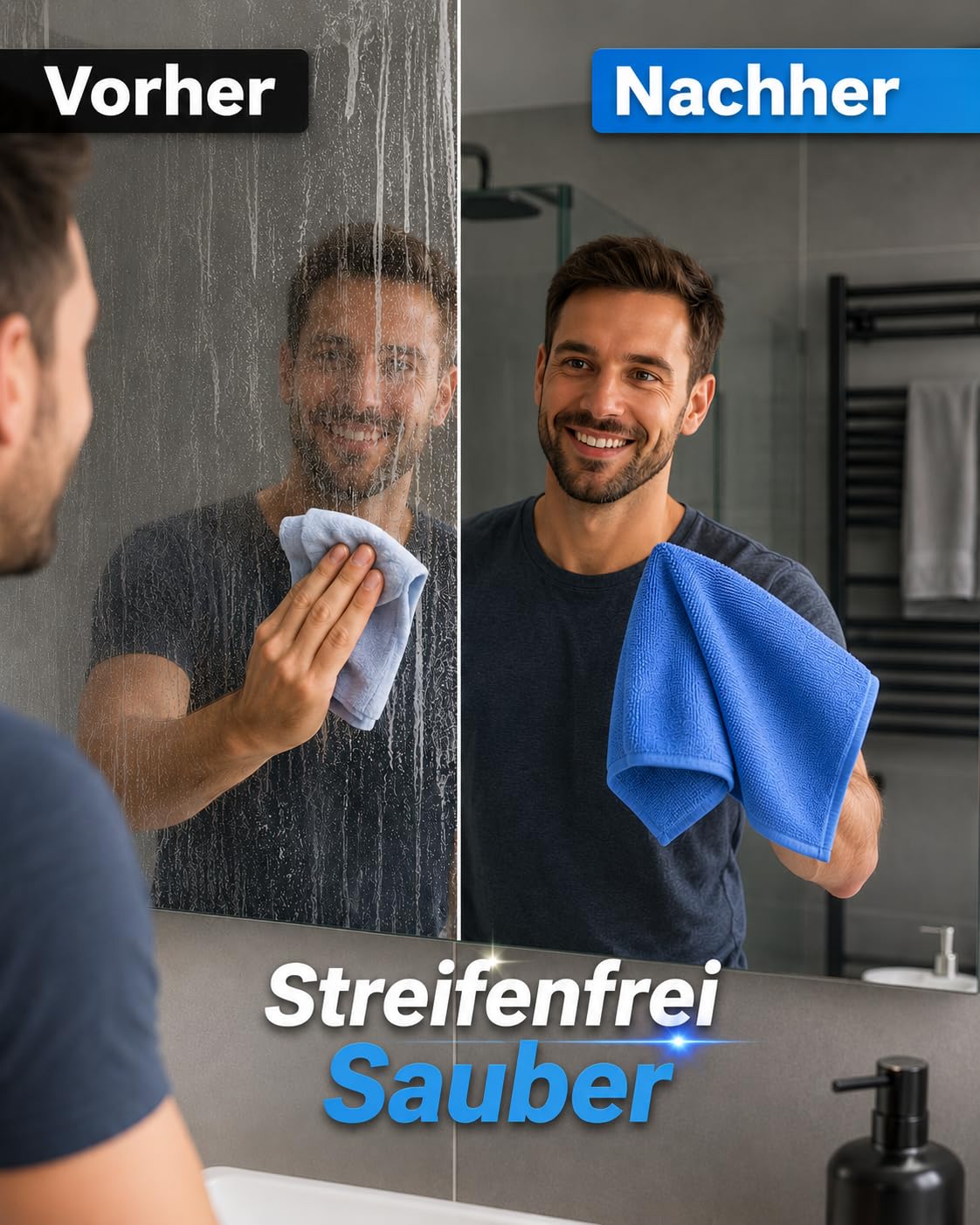 Duschkabinenreiniger duka für Duka-Duschkabinen inkl. Mikrofasertuch – schonende Glas- und Profilpflege