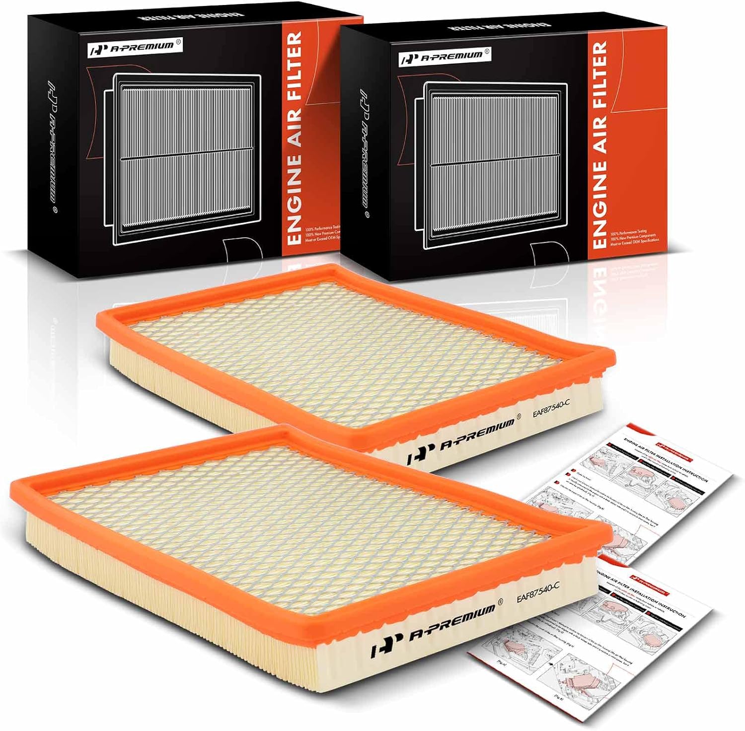 A-Premium 2-PC Engine Air Filter Compatible with Chevrolet Impala, Monte Carlo 2000-2005 & Pontiac Grand Prix 1999-2008 & Oldsmobile Intrigue 2002-2002 & Buick Century, Regal & More