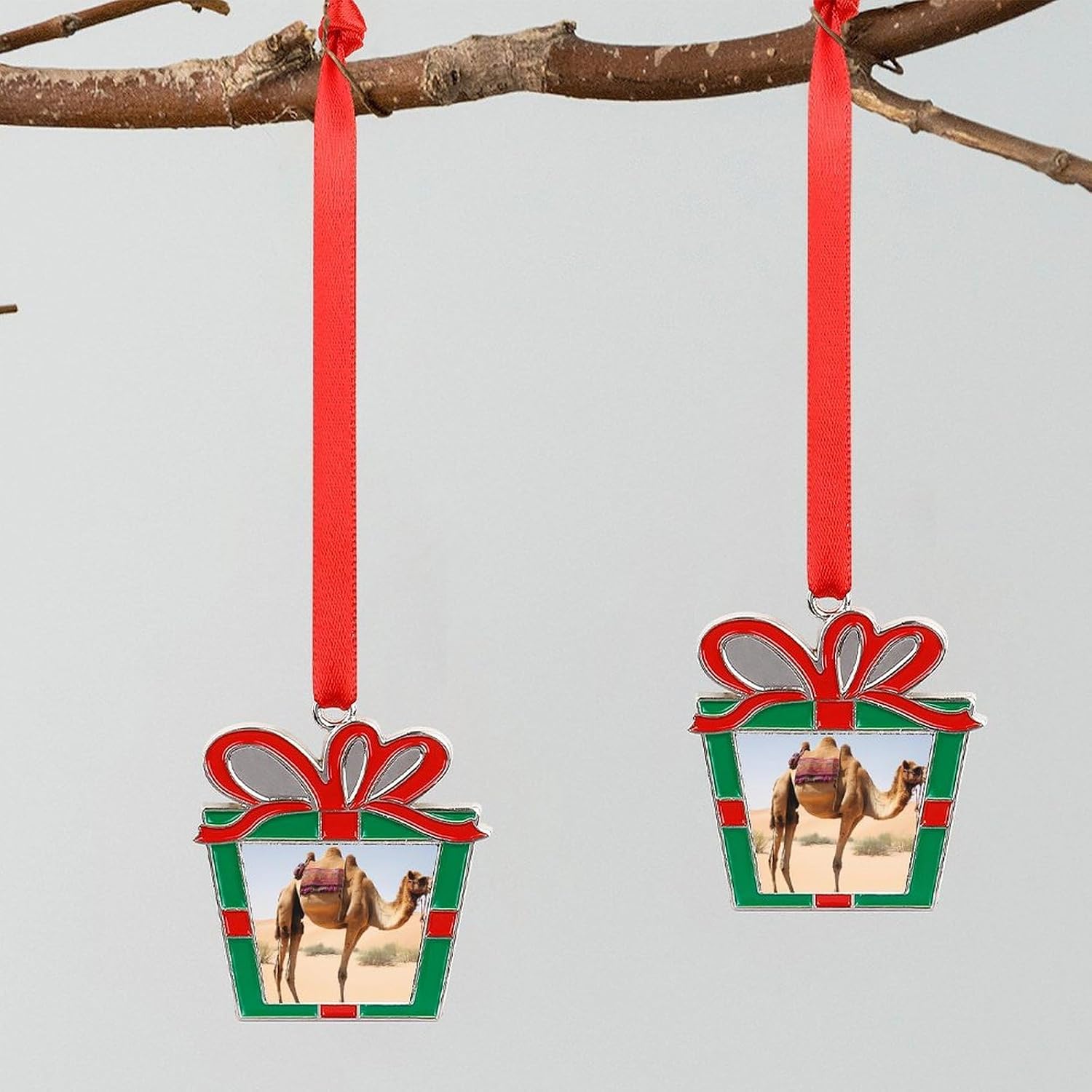 Christmas Ornaments Set, Non-Fade Festive Tree Hangers, Fireplace Mantel & Party Decorations with Hanging Rope, Elegant Holiday Home Decor Gift, Desert Sand Alloy Christmas Pendant