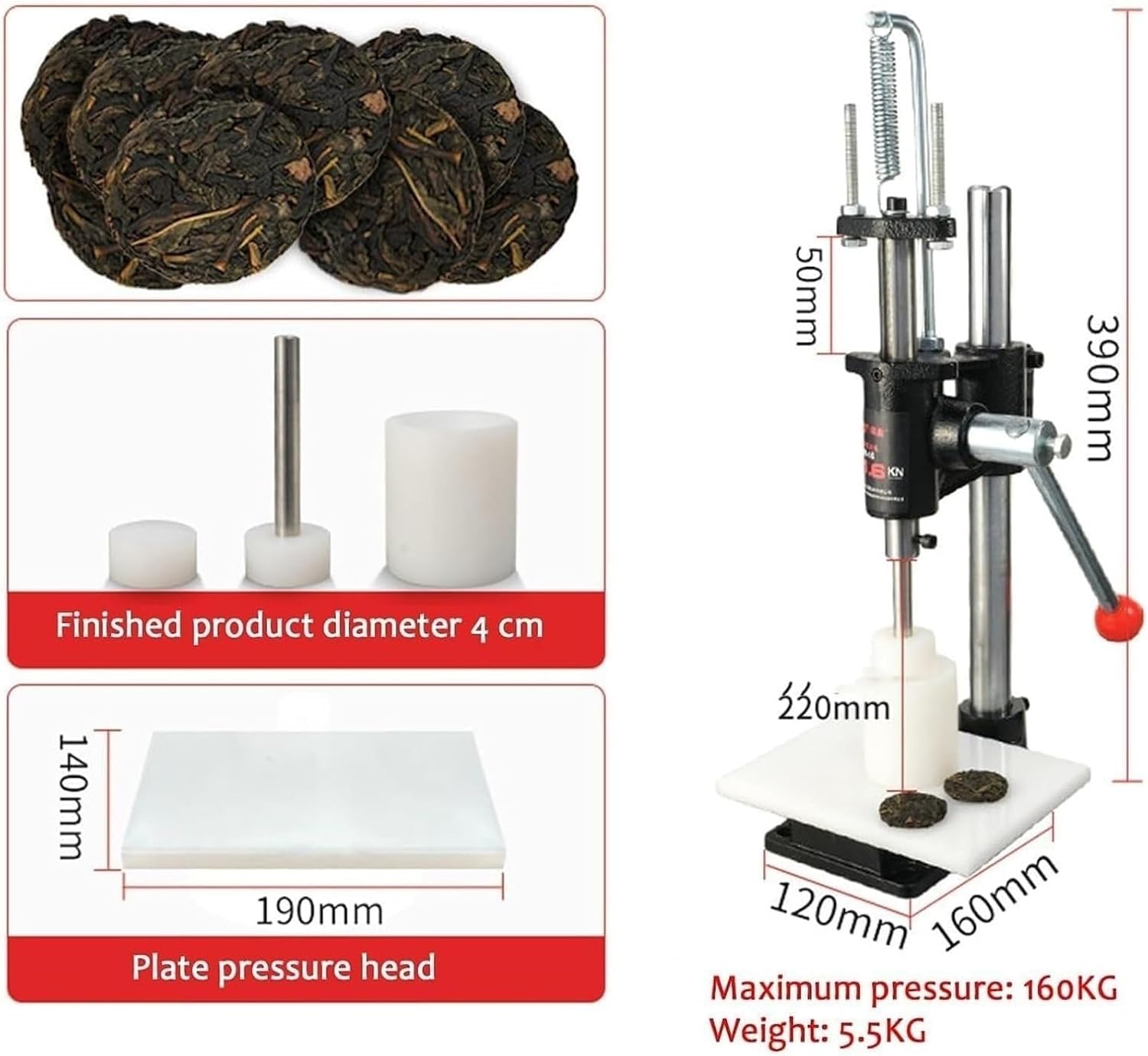 Tea Cake Press, Manual Puer Tea Compression Tool