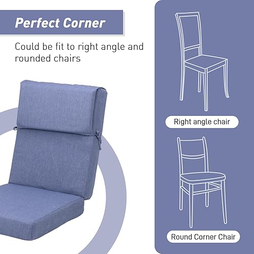 Miniatura 8 de Aoodor Juego de 4 cojines para sillas de patio de 44 x 21 pulgadas, resistentes a la decoloración y al agua, relleno de espuma de esponja, color