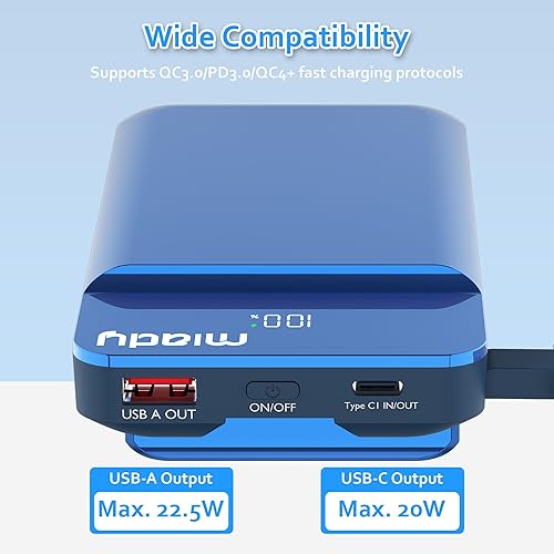 Miniatura 6 de Miady Cargador portátil inalámbrico magnético 4 en 1 de 10000 mAh, banco de energía de carga rápida de 22.5 W, estación de carga inalámbrica para