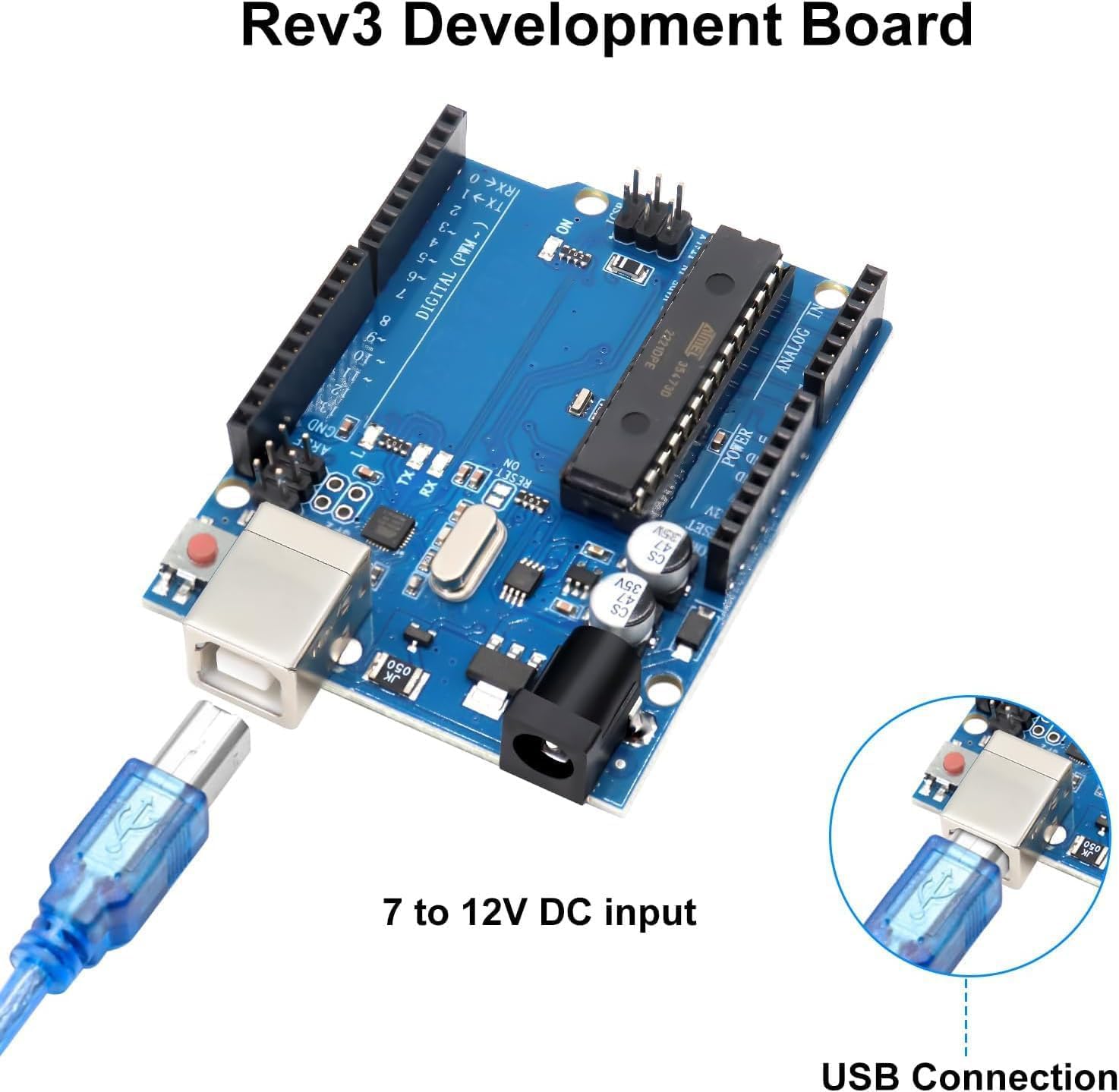 UNO R3 Development Board, ATmega328P Chip, Compatible with Arduino IDE(with USB Cable)
