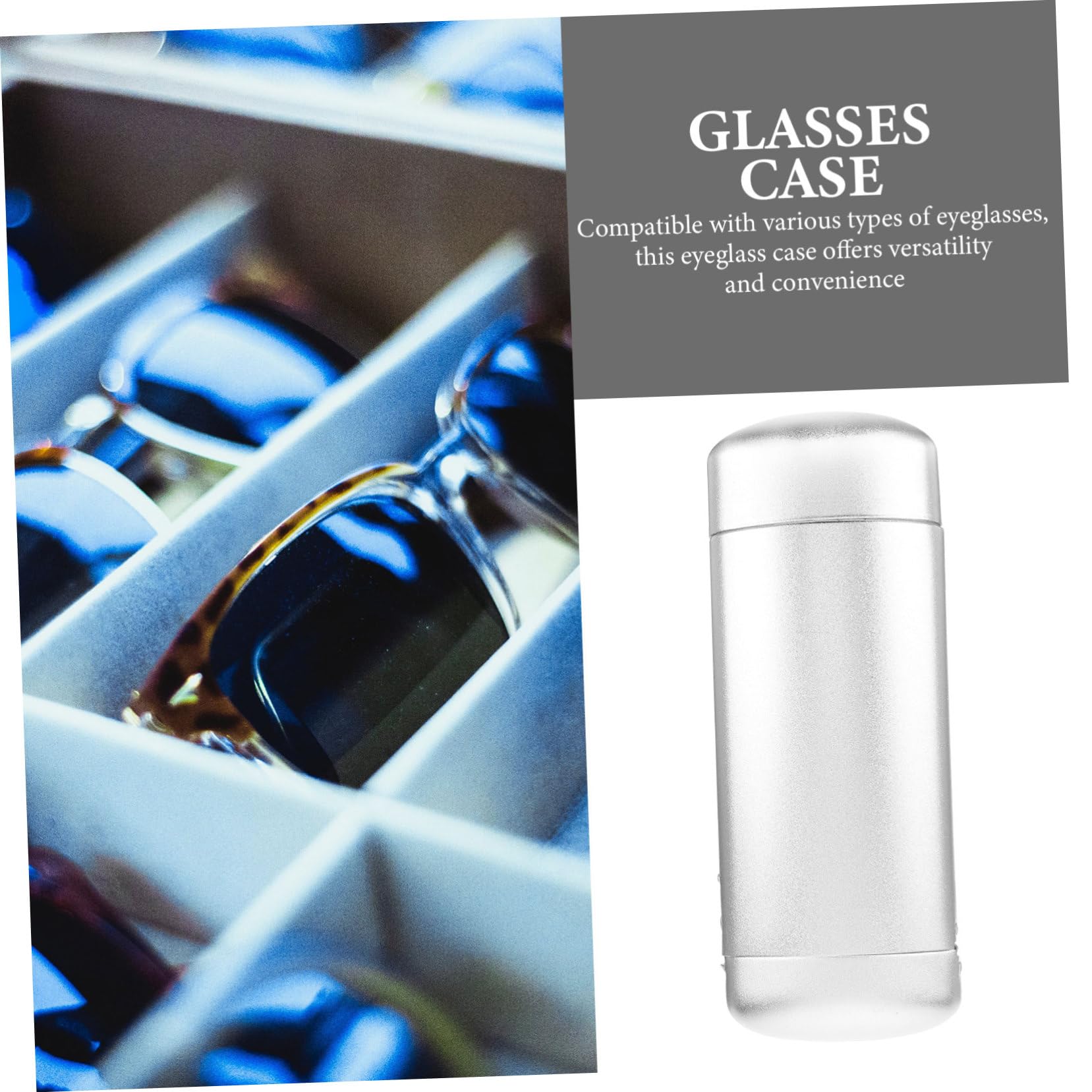 FRCOLOR Estuche De Aluminio Para Gafas Organizador De Estuches Para Gafas Sol Brillante Estuche De Anteojos Lentes Titular De Gafas Plegable Caso Aleación De Aluminio Plata