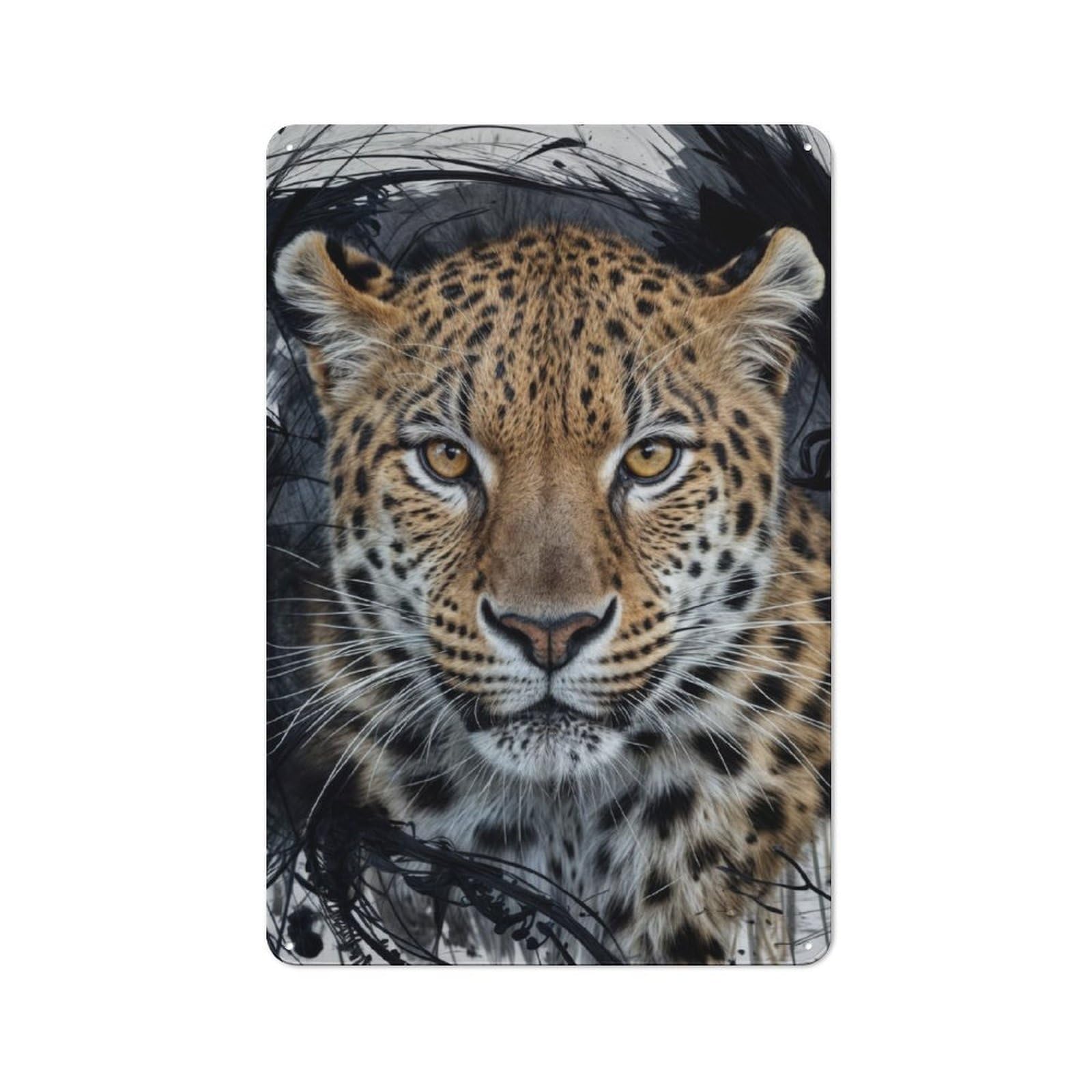 Metal Sign 30x20cm with Leopard Portrait for Pub Or Café, Vintage Decor, New Home Wall Decor for Pub Decor Enthusiasts