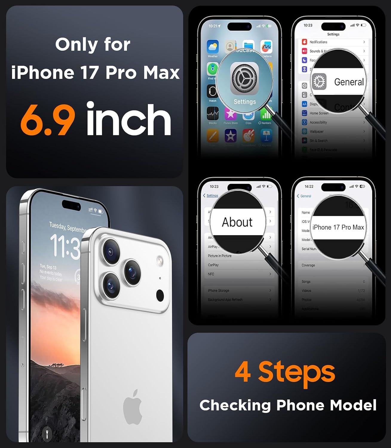 SPIDERCASE Magnetic for iPhone 17 Pro Max Case, Translucent Matte Case with 2PCS Tempered Glass Screen Protector Anti-Scratch Anti-Fingeprint Slim Phone Case for iPhone 17 Pro Max 6.9'', Blue