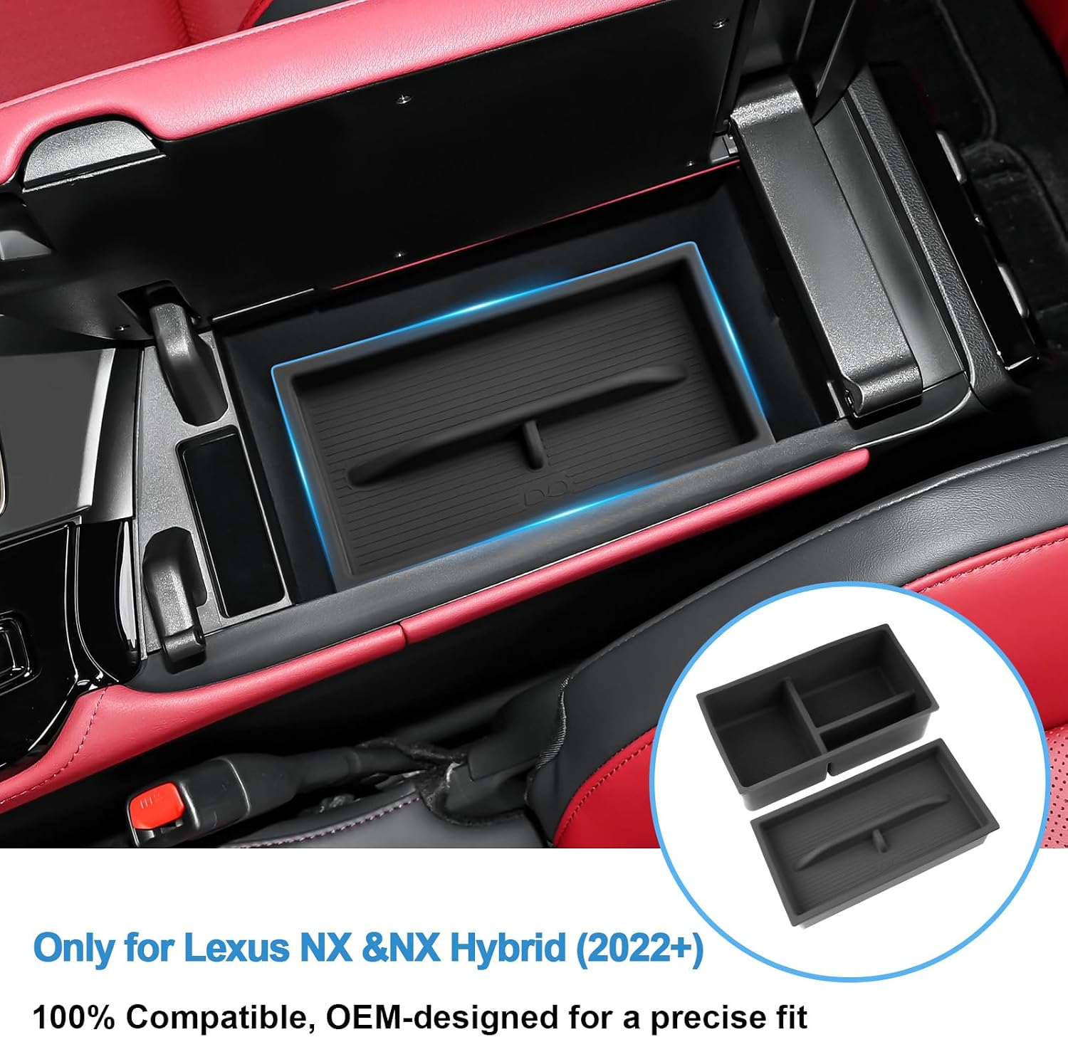 Double-Layer 2022-2026 NX 250/350/350h/450h+ Center Console Organizer for Lexus NX, Durable Silicone Console Tray Insert 2025 2026 NX250/350/350h/450h+ Accessories