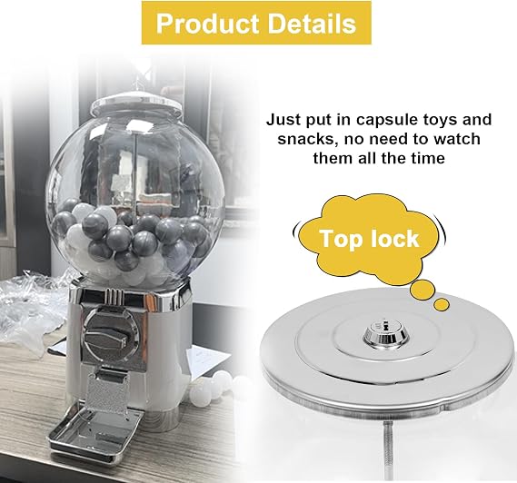 Commercial Gumball Machine, Bulk Snacks Vending Dispenser, Desktop Capsule Toy Vending Machine, For Toys Candies Capsule Balls, 3.2-3.5 cm, For Supermarkets