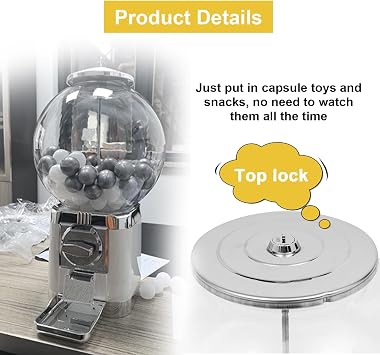 Commercial Gumball Machine, Bulk Snacks Vending Dispenser, Desktop Capsule Toy Vending Machine, For Toys Candies Capsule Balls, 3.2-3.5 cm, For Supermarkets