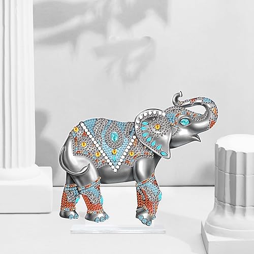 Miniatura 6 de Kit de adornos de mesa de pintura de diamantes de animales, elefante, arte de diamante 5D, decoración de escritorio, cuentas especiales por número,