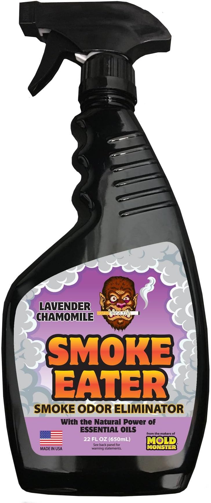 Smoke Eater Odor Eliminator Spray, Lavender, 22 oz — Breaks Down Smoke Odor at the Molecular Level — Works on Fabric, Cars, Furniture — Made in USA