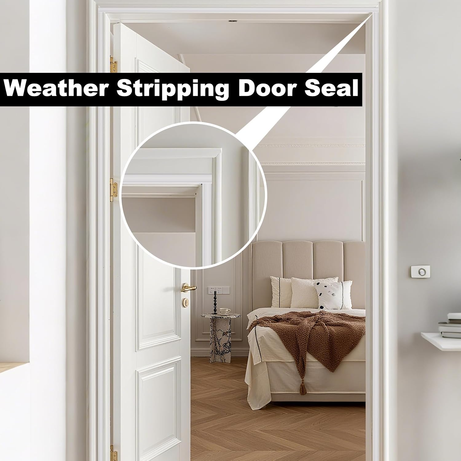 Weather Stripping Door Seal Strip, D Shape Rubber Door Weather Stripping,Self Adhesive Doors Seal Strip for Window Frame Weatherstripping Soundproofing Insulation (White, 23FT)