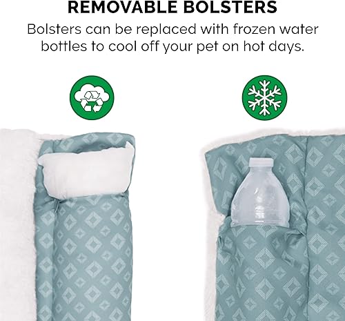 Miniatura 7 de Furhaven Cama para gatos de interior, lavable con cojines extraíbles, para mascotas de hasta 18 libras, tapete de felpa y estampado de diamantes,