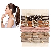 Vista 7 de 10 pulseras bohemias para el cabello para mujeres y niñas, accesorios para el cabello grueso, pulseras elásticas lindas para el cabello, no dañan