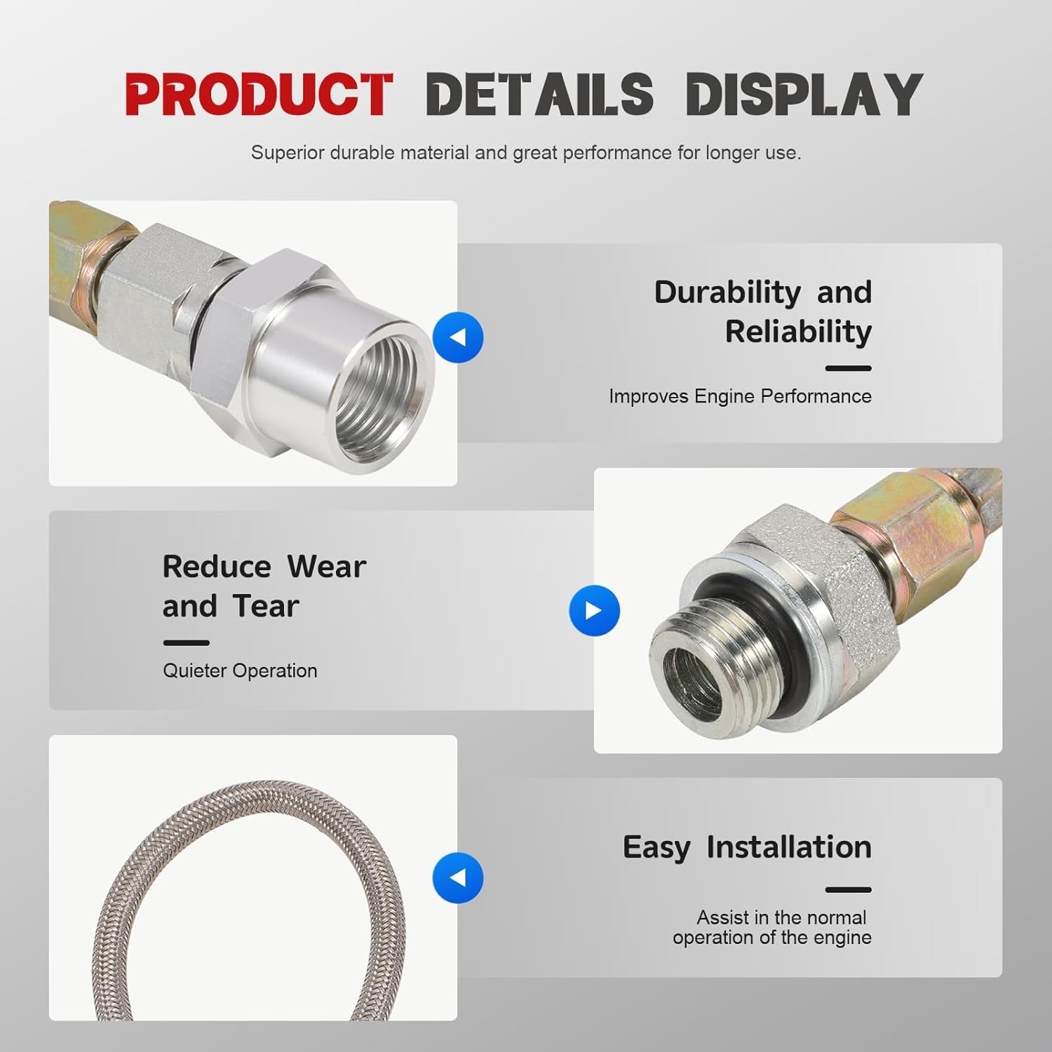 Oil Pressure Sensor Relocation Adapter for C5 C6 Corvette LS Series, LS1 LS2 LS3 LS6 LS7 LS9 Engines, 12 inch