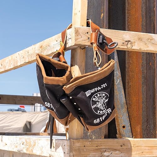 Miniatura 3 de Klein Tools 5816LFR Bolsa de pernos resistente a la llama para almacenamiento de herramientas con borde reforzado de cuero e parte inferior y