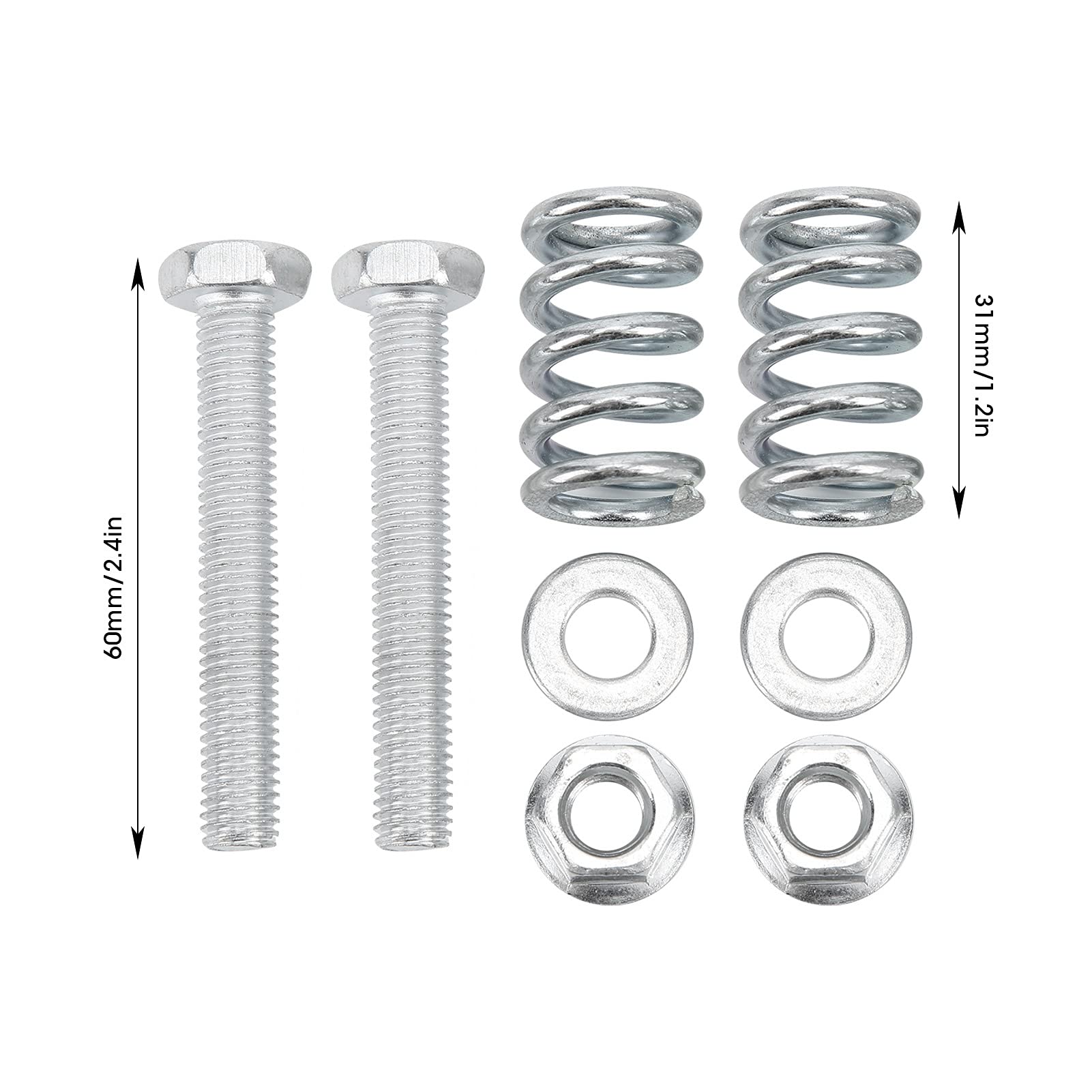 Akozon Kit de Reparación de Escape de Metal de 8 Piezas con Pernos, Tuercas, Resortes, Juntas y Accesorios Automotrices de Acero