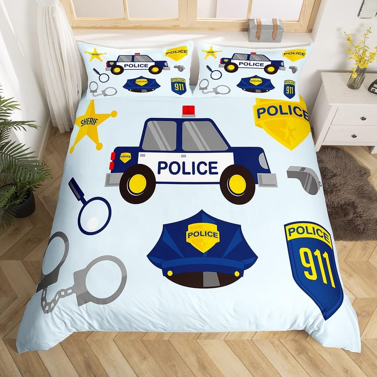 Cartoon Polizeiauto Dekor Polizist Bettwäschegarni Produktbild-Vorschau 8