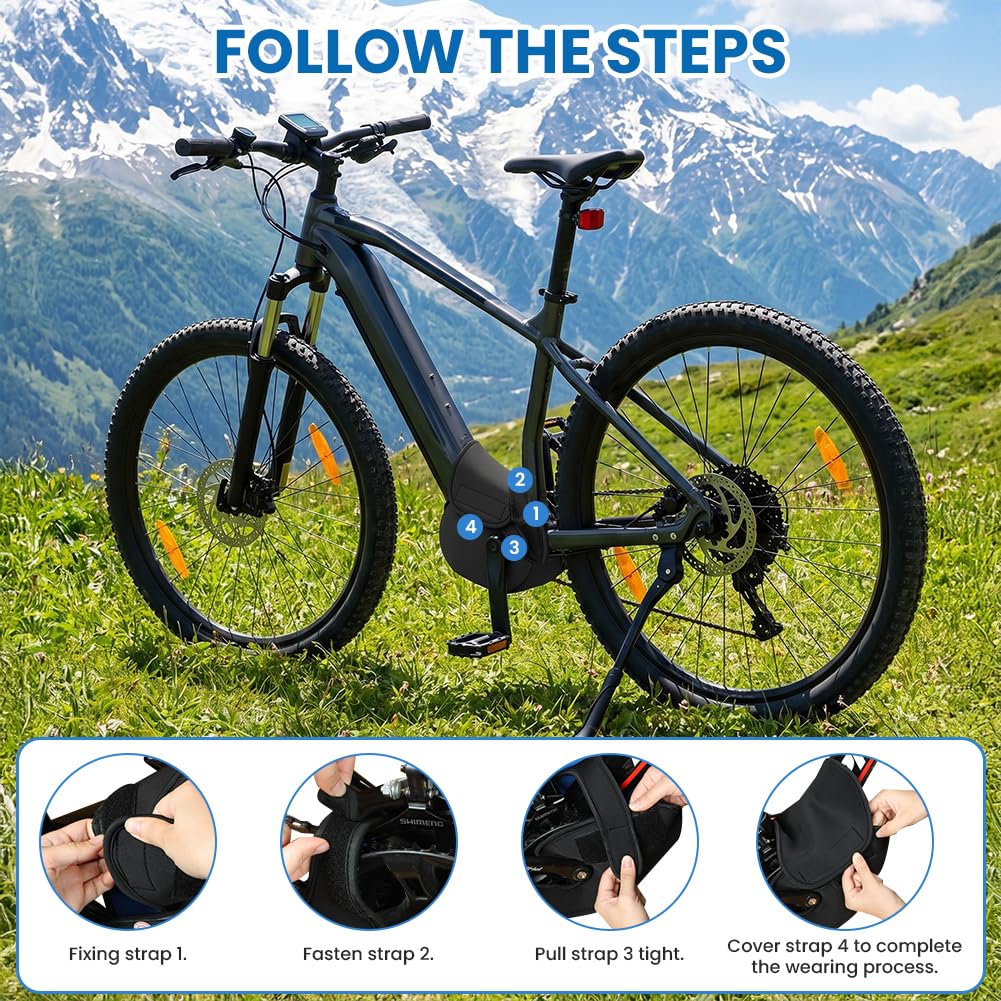 AOOWU 2 szt. Electric Bike Protective Cover Silnik, Submersible Rainproof Engine Guard, pokrowiec ochronny na rower elektryczny, łatwy w instalacji, do większości rowerów