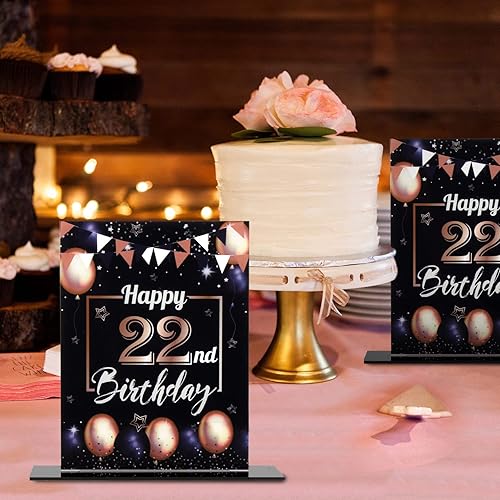 Miniatura 279 de LINGTEER Happy 11th Birthday Decorations, 2Pcs Black&Gold Stand Print Acrylic Table Centerpieces Backdrop Board- Cheers to 11 Years Old Fun Birthday