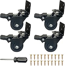 4 Pack Furniture Casters with Brake, 32mm L Shape Heavy Duty Casters for Furniture Casters, 20kg Load Capacity per Caster, No Traces and Silent, TPR Swivel Casters