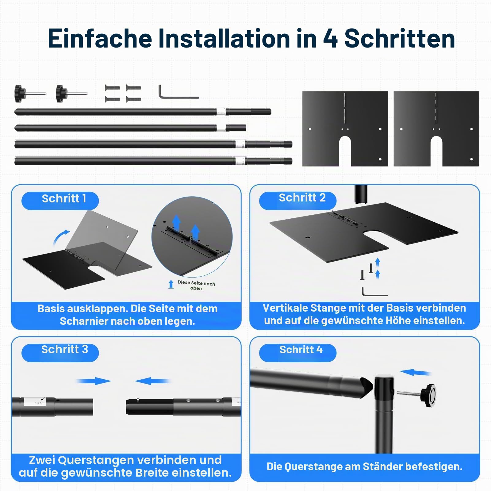 EMART Foto Hintergrund Ständer 3x3,6 m, Heavy Duty Fotohintergrund Ständer mit Metallstahlbasis, Verstellbarer Hintergrundsystem Fotostudios für Fotografie Video Studio Hochzeit, Party