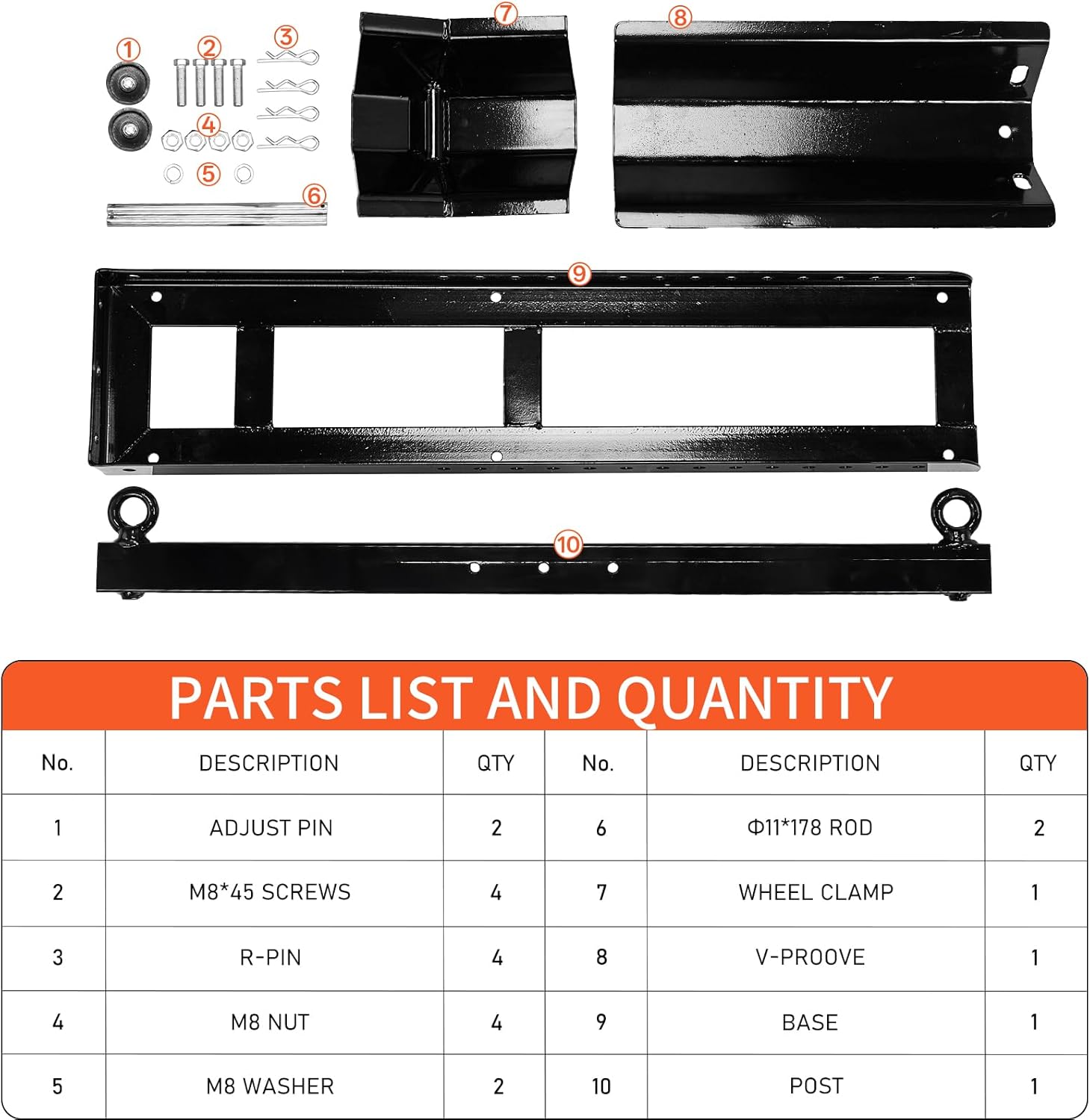 Motorcycle Wheel Chock Stand, 1800 lb Heavy Duty Adjustable Front Tire Chock for 15–22 in Wheels, 3–5 in Tire Width, Self-Locking Upright Wheel Stand for Trailer, Truck & Garage