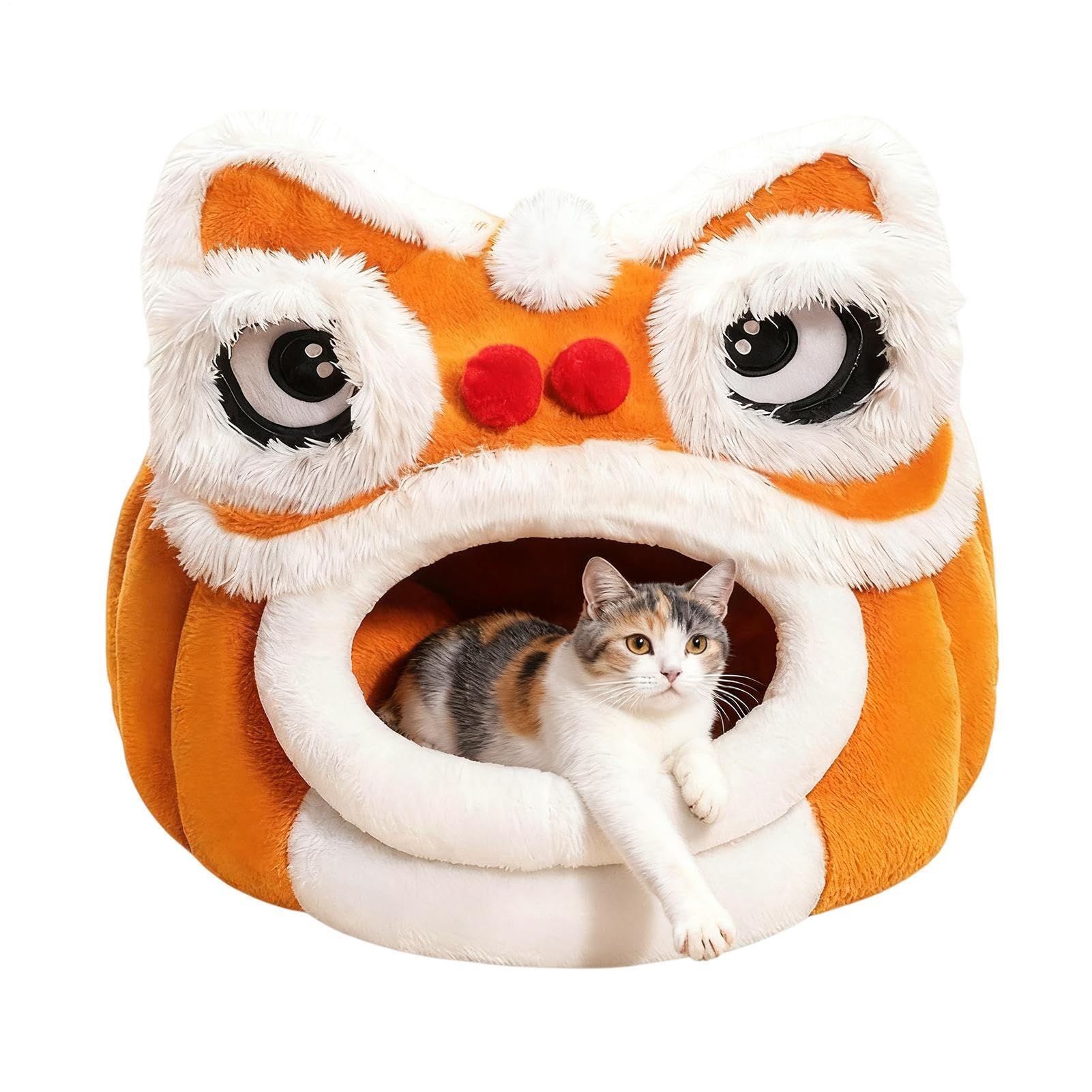 Cama Cueva para Gatos De Casa Cómodo En Forma De León | Cama Cálida para Gatitos de Interior Para En Exterior Y Invierno, Para Dormir Al Aire Libre, En Hogar, Viajes, Dormitorio Y