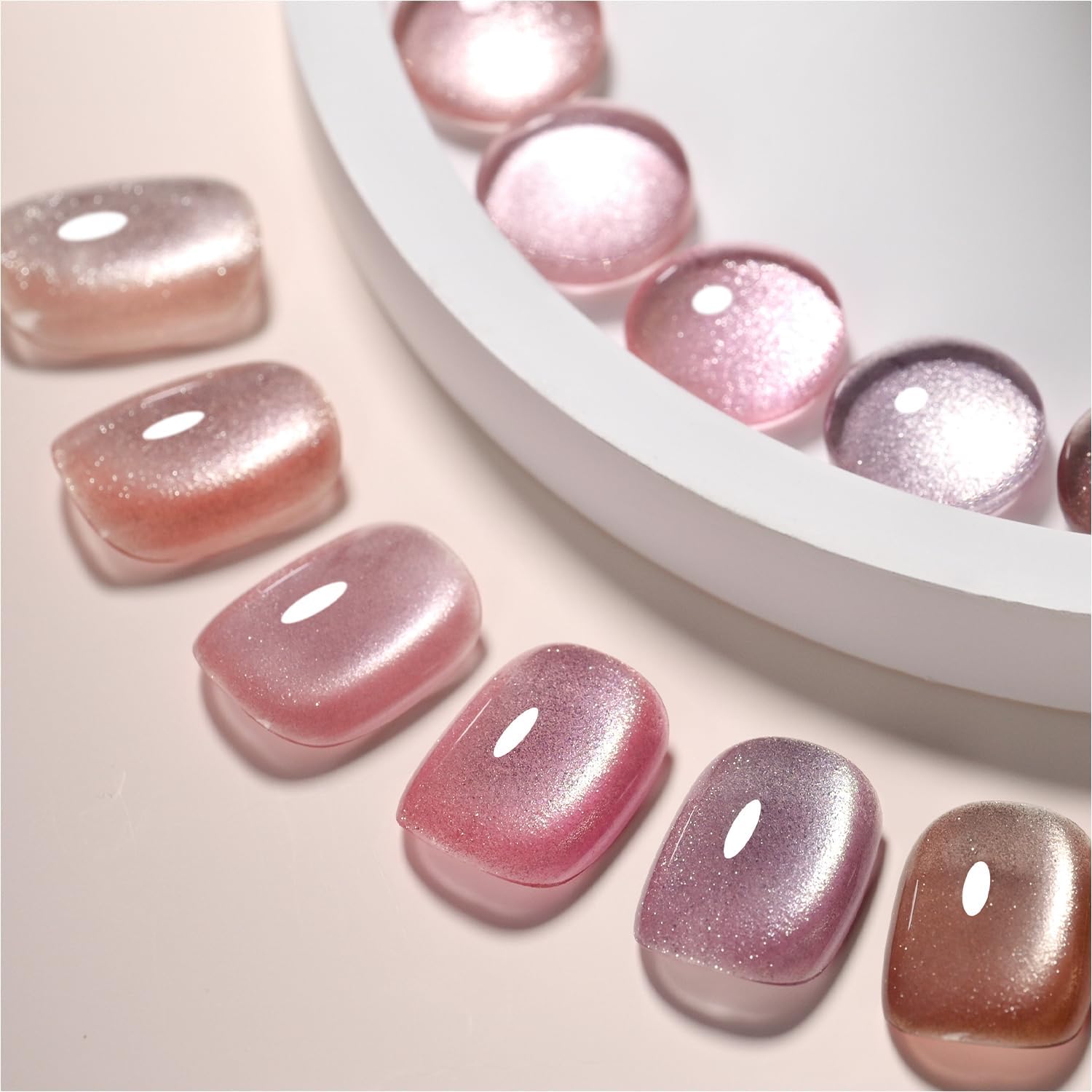 Pink Ocean Cat Eye Gel Nail Polish Set with Magnet for Holographic Cat Eye, Salon Gel Manicure and Nail Art DIY at Home