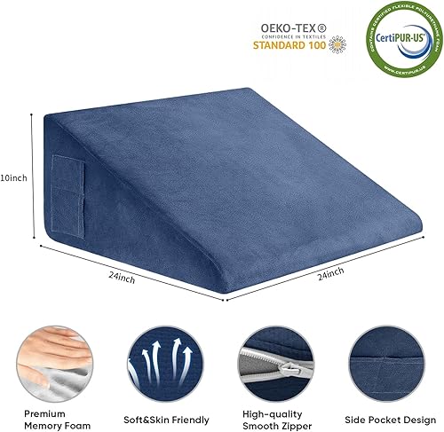 Miniatura 2 de Almohada de cuña, almohada de cuña de cama de 10 pulgadas para cabecero, almohada de cuña para alivio del reflujo ácido, después de cirugía, dormir,