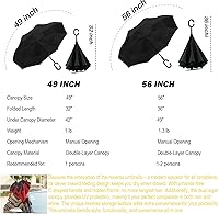 Vista 105 de SIEPASA Paraguas invertido invertido de 49/56 pulgadas, doble toldo extra grande, ventilado, resistente al viento, impermeable, paraguas de golf