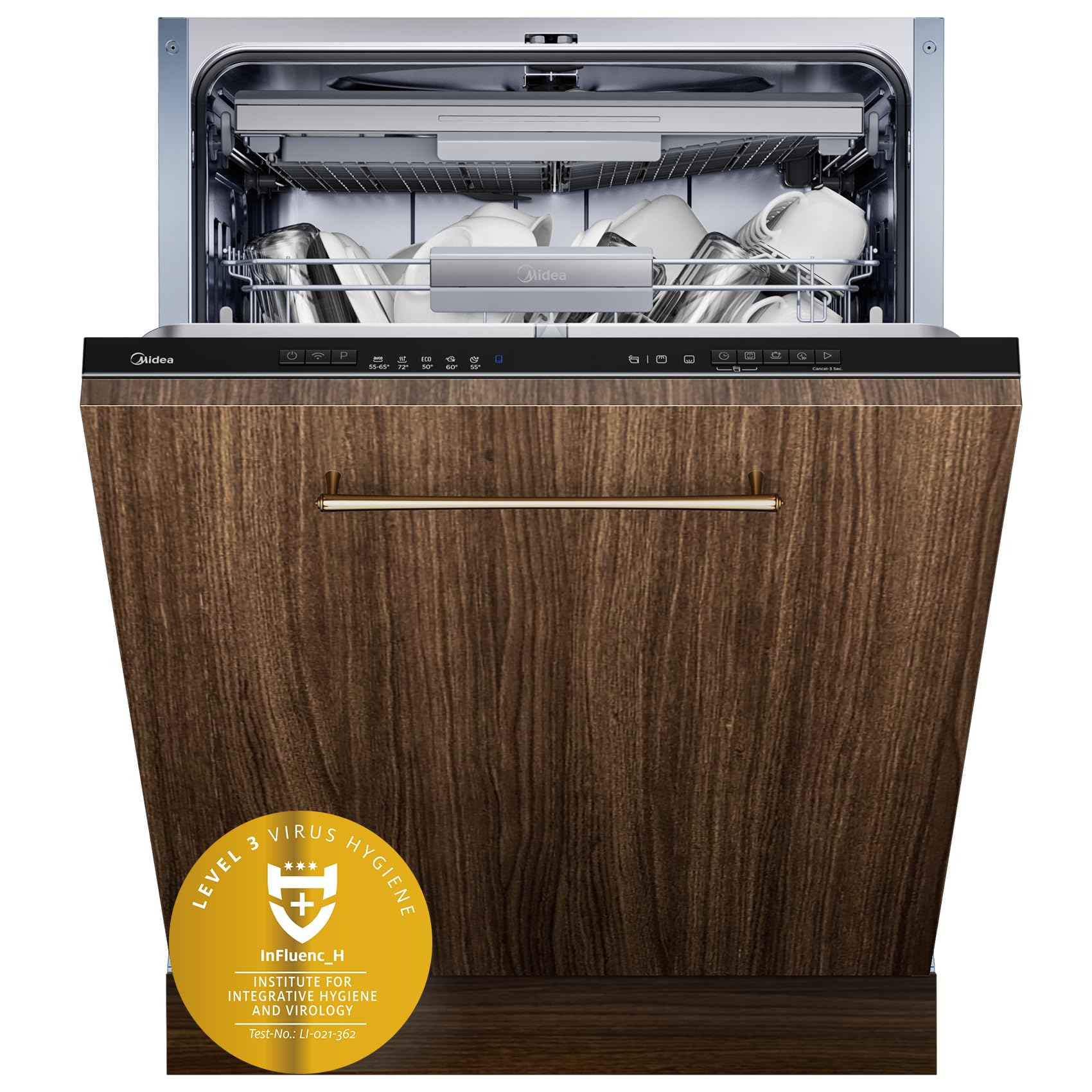 Midea SV 7.03M14B Spülmaschine Vollintegriert 60 cm,14 MGD, Besteckschublade, Hygienepflege+, Einbaugeschirrspüler mit WIFI, 7 Programme, 42dB, Dualzone Wash, Extra Trocknen, Vollwasserschutz