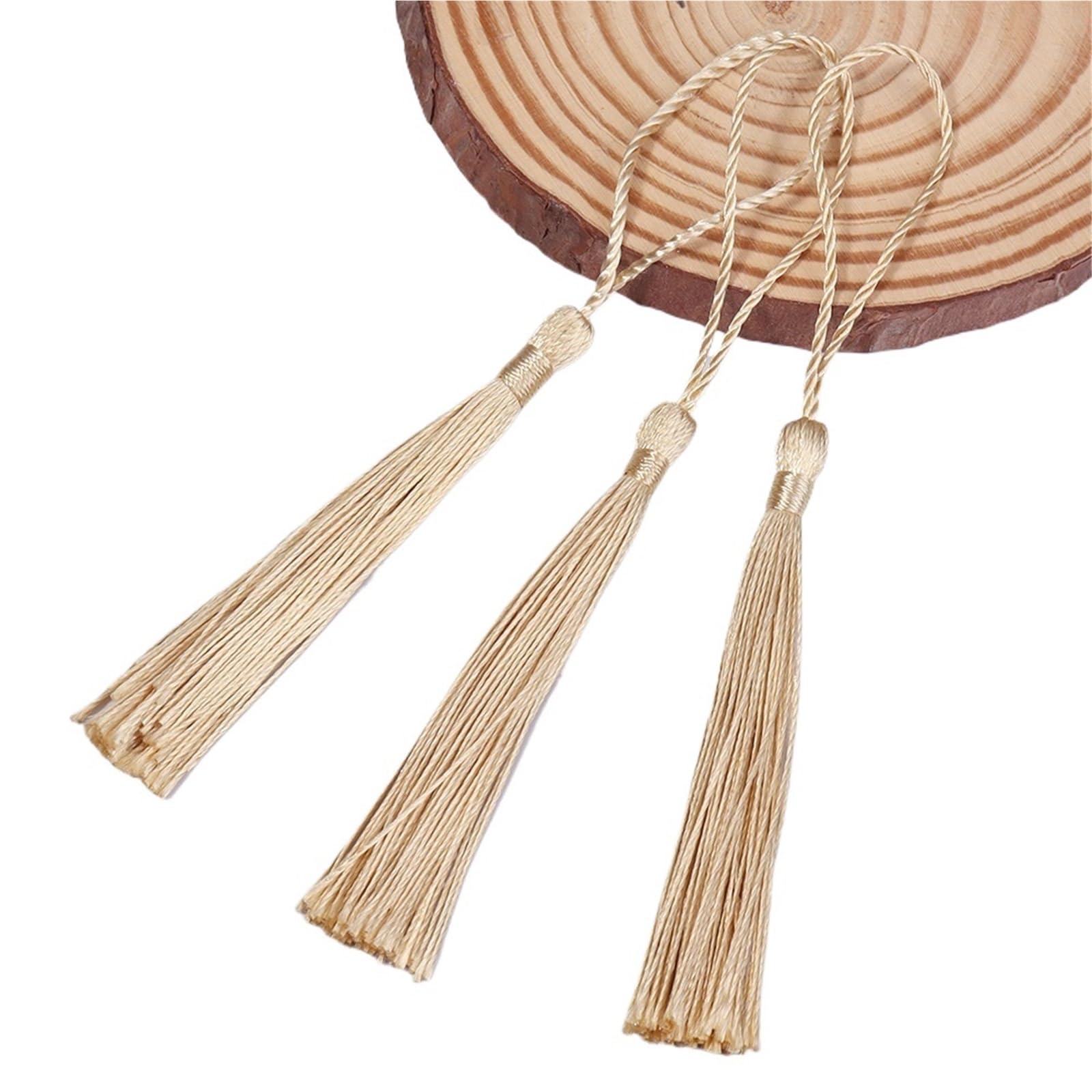 Tassel Pendant 30-100pcs Tassel Silk Fringe Silky Floss Bookmark Tassels Mini Hanging Rope DIY Craft(Beige1,Spike80 rope50 30pcs)