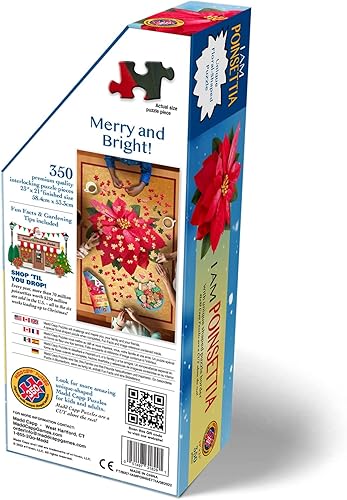 Miniatura 3 de Madd Capp Poinsettia - Rompecabezas de 350 piezas para edades de 10 años en adelante, borde único en forma floral, caja de lujo de cinco caras,