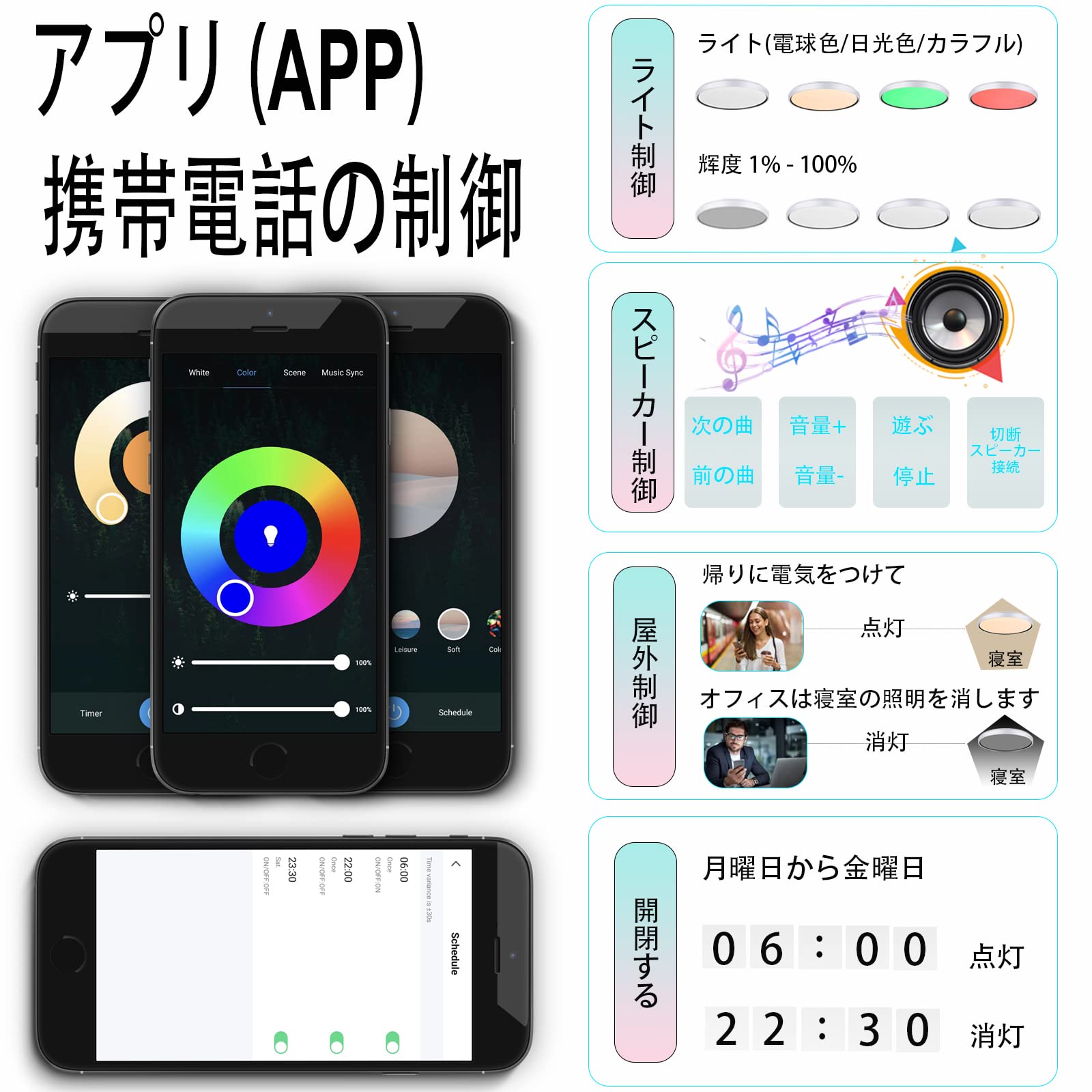 た*か様 Bluetoothステレオスピーカー搭載 LEDシーリングライト At Amazon.co.jp : CHYSONGOODS LED シーリングライト 6畳 内蔵の
