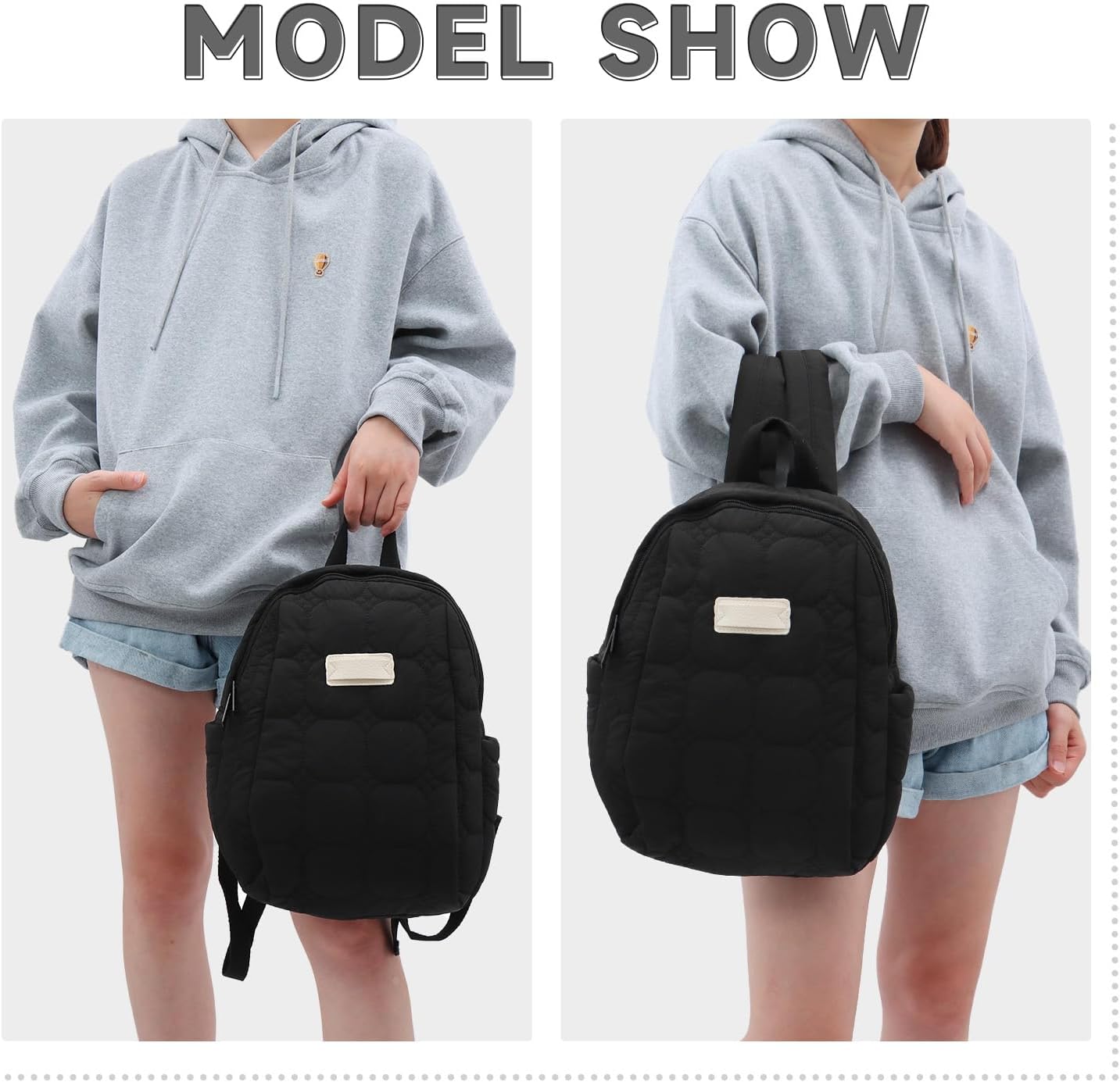 Oweisong Quilted Puffer Backpack for Women Small Lightweight Puffy Daypack Casual Travel Designer Bag for Ladies - Image 6